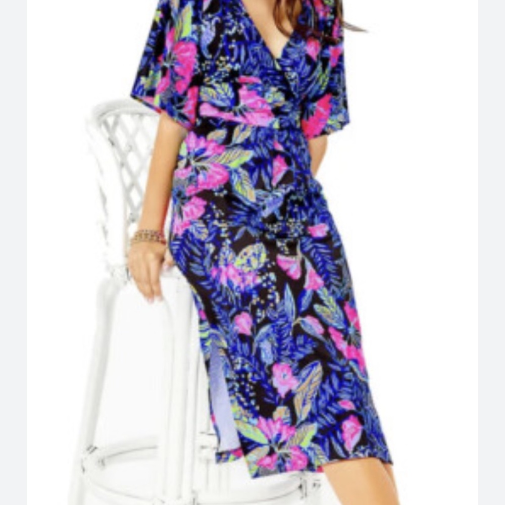 Lilly Pulitzer Parigi Elbow Sleeve Midi Dress size Large EEUC